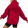 thumbnail image 2 of Hoodies for Women Oversized Letter Print Sweatshirt Long Sleeve Soft Comfy Pullover with Pocket Casual Fall Winter Fashion Clothes ,Red,M, 2 of 6