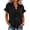 Black, variant on Women's Linen Ruffle Trim Tops Dressy Casual Ruffle Placket Flutter V Neck Short Sleeve Blouses Lightweight Soft Solid Color Tees Shirt XXL
