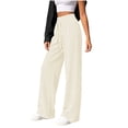 thumbnail image 2 of Causal Pants Womens Cargo Pants Fashion Women Casual High Waist Loose Straight Solid Pants Suit Wide Leg Pants White Free Size, 2 of 6