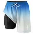 thumbnail image 4 of IWRICH Men's Swim Trunks with Compression Liner Bathing Suits 2 in 1 Stretch Shorts with Pockets Sky Blue XL, 4 of 4