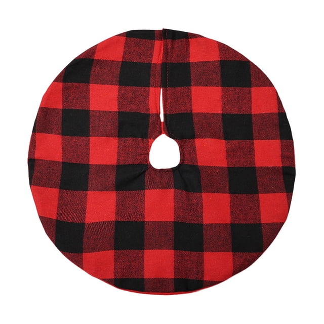 Red Red Christmas Plaid Tree Skirt Made Of Durable Fabric With Convenient Size For Easy Installation And Holiday Decor