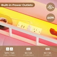 thumbnail image 3 of Afuhokles Queen Size Bed Frame with LED Lights and 4 Drawers, Velvet Upholstered Platform Bed, Headboard with Charging Station, Pink, 3 of 8