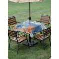 thumbnail image 4 of Outdoor Tablecloth with Umbrella Hole for Patio/Picnic/Party/Camping, Orange Navy Blue Coral Waterproof Table Cloth Square Cover Washable, Summer Beach Coastal Ocean Ombre (60"x 60"), 4 of 8