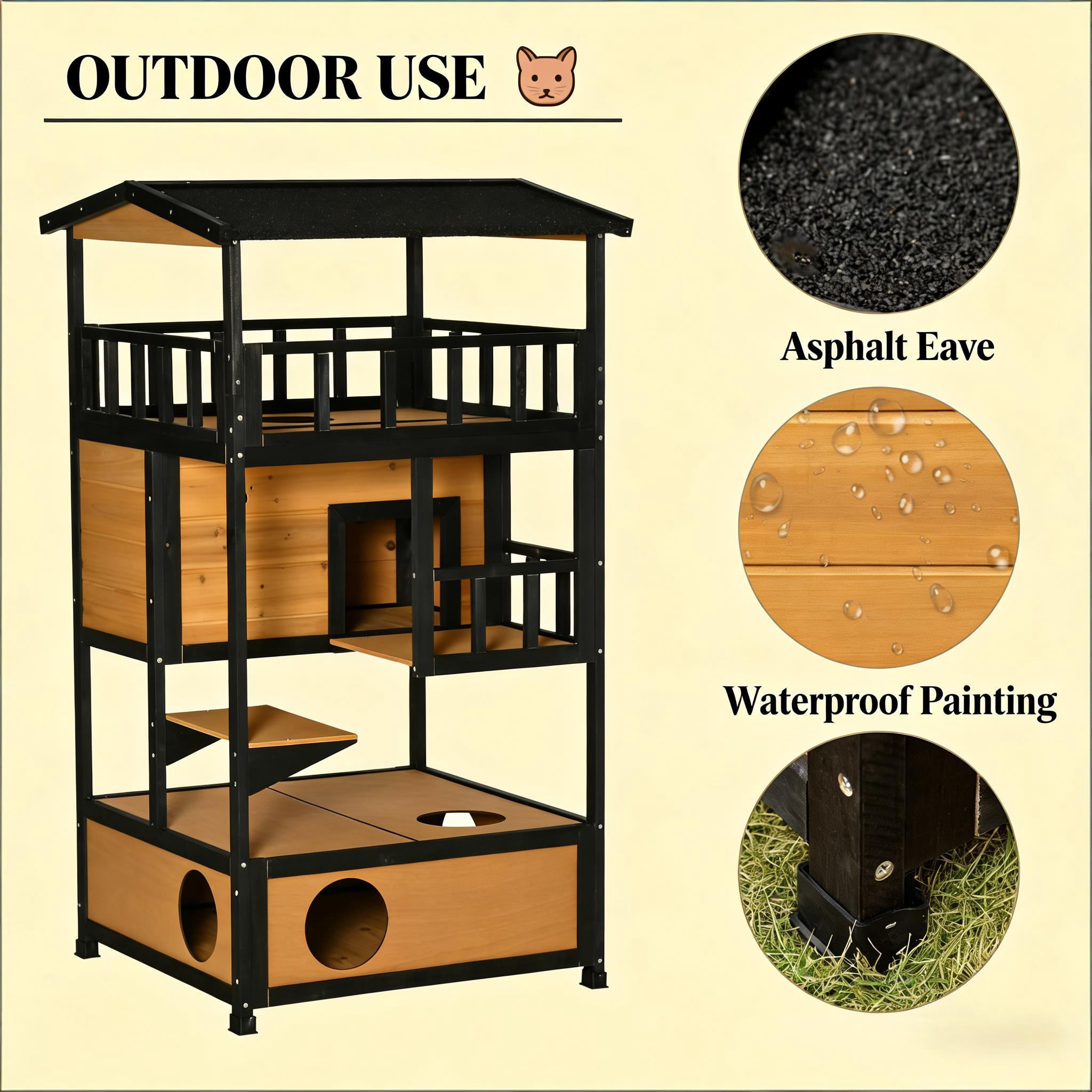 Pet House Wooden Outdoor Cat House