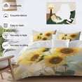 thumbnail image 3 of 3 Piece Sunflower Duvet Cover Set Queen Size, Microfiber Comforter/Quilt Cover with Corner Ties and 2 Pillowcases, Watercolor Yellow Floral Botanical All Season Soft Bedding with Zipper Closure, 3 of 8