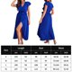 thumbnail image 2 of Vestido Dividido Vestido de verano para mujer, informal, con volantes, largo, dividido, suave para vacaciones (azul XL) Ygjytge para Mujer Azul T XL, 2 of 6