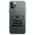 thumbnail image 1 of DistinctInk Clear Shockproof Hybrid Case for iPhone 11 Pro (5.8" Screen) - TPU Bumper Acrylic Back Tempered Glass Screen Protector - Who is Justice Beaver - Dwight Glasses, 1 of 2