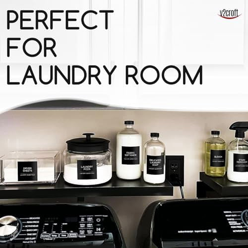 144 PCS Minimalist Laundry Room Labels Set, Water Resistant Stickers,Water/Oil Resistant Stickers for Laundry Room, Linen Closet Home Bathroom and The Beauty Organization（Black
