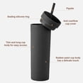 thumbnail image 3 of 16Oz flat plastic cup, reusable oversized cup, without bisphenol A, with lid and straw.-480ml, 3 of 5