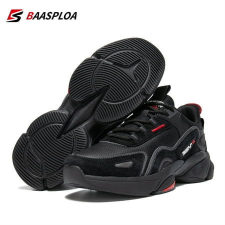 

Baasploa Men s Casual Sneakers Non-slip Breathable Casual Walking Shoes Comfortable Leather Sneakers Male Waterproof Shoes