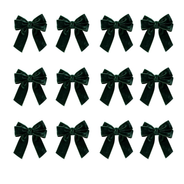 Christmas Napkin Rings 12 Pack Polyester Bow Style Napkin Clips for Holiday Table Decor Red and Green 5.4 cm x 4.5 cm x 4 cm