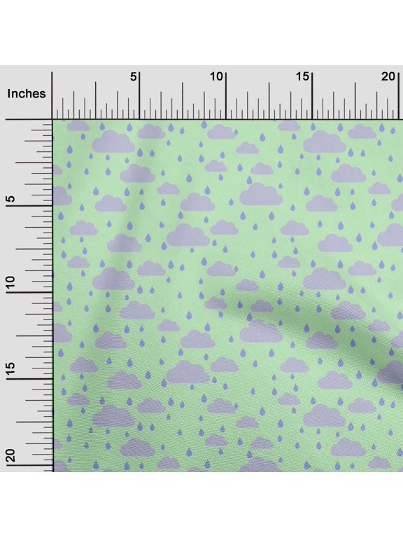 Viscose Chiffon Fabric Raindrop & Clouds Nature Printed Fabric 1 Yard 42 Inch Wide