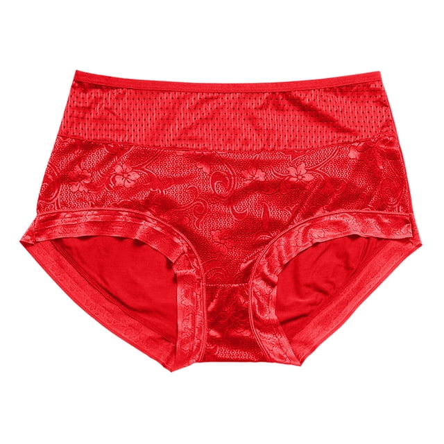WZXFASHION Culottes pour Femmes Grande Taille en Coton Bikini Culottes Dentelle Douces Hipster Culotte Dames Extensible Aguichant Culottes pour Femmes Rouges TTTTG