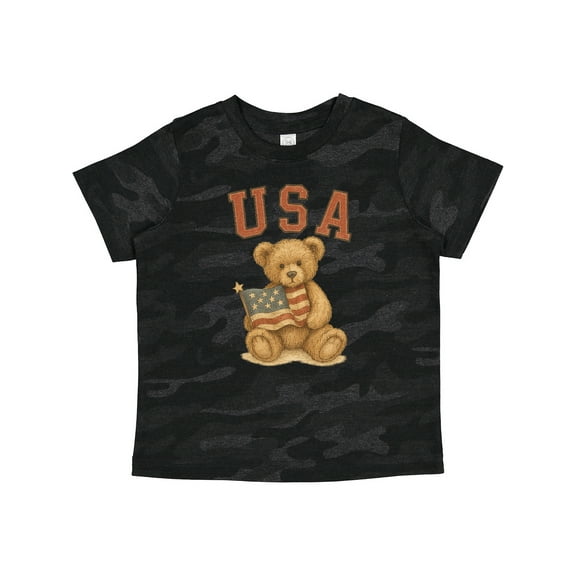 Inktastic Patriotic USA Teddy Bear with American Flag Boys or Girls Toddler T-Shirt