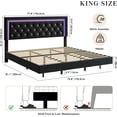 thumbnail image 2 of Cama Flotante King con Luces LED Inteligentes: Cabecero de Diamante Tapizado, Plataforma Sólida Silenciosa (Sin Somier) - Marco Moderno con Listones de Madera Maciza, 2 of 7