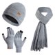 thumbnail image 1 of Conjunto de gorros y bufandas Prolriy para hombre y mujer, guantes y bufandas, de punto, para invierno, gruesos y cálidos, de tres piezas, color gris., 1 of 3
