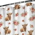 thumbnail image 3 of White Highland Cow Flower Pattern Shower Curtain 36"x72" ,Bathroom Decorative Shower Curtains Set with 12 Hooks,Modern Waterproof Washable Shower Curtain, 3 of 6
