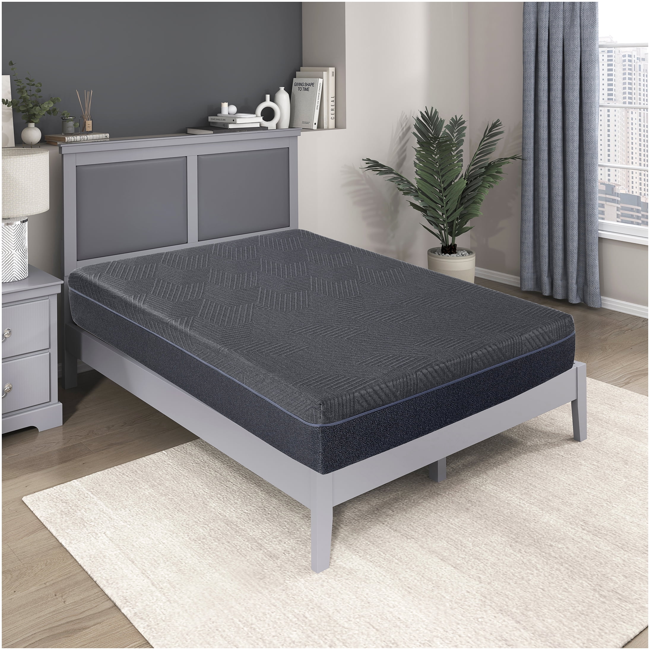 California King Size Gel-Infused Memory Foam Mattress in a Box, Medium Firm Feel, CertiPUR-US Certified, Dark Gray, Pressure Relieving, Cool Sleep & Motion Isolation