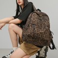 thumbnail image 2 of Sunyuer Women Vintage Leopard Print Backpack, Large Capacity Lightweight Laptop Bookbag, Aesthetic Canvas School Backpack for College Students, Casual Travel Daypack with Cute Plush Bear Pendant, 2 of 9