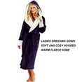 thumbnail image 4 of Women Bathrobe Long Sleeve Cozy Hooded Pajamas Household Dorm Shower Bath Solid Color Robe Autumn Winter Sleepwear Ladies Purple L, 4 of 7