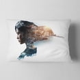 thumbnail image 2 of Designart Double Exposure Woman Portrait - Portrait Throw Pillow - 12x20, 2 of 5