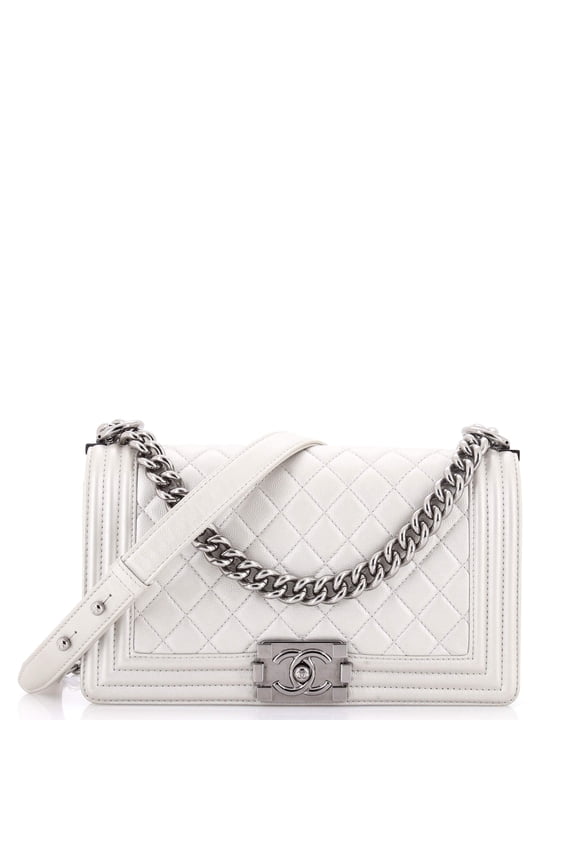 Pre-Owned Boy Flap Bag Quilted Metallic Caviar Old Medium By Rebag