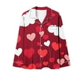 thumbnail image 4 of Moxiu Pajamas for Women Set Valentine's Day Long Sleeve Love Heart Print Satin PJ Sets Button-Down Pajama Sleepwear Loungewear 2025 Watermelon Red,M, 4 of 6
