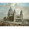 thumbnail image 2 of English School 24x20 Gold Ornate Wood Framed with Double Matting Museum Art Print Titled - View of St. Pauls Cathedral, 2 of 4