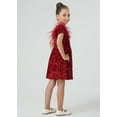 thumbnail image 2 of 2Bunnies Girls' Christmas New Year Holiday Party Sequin Dress Feather Puff Sleeve, 2 of 7