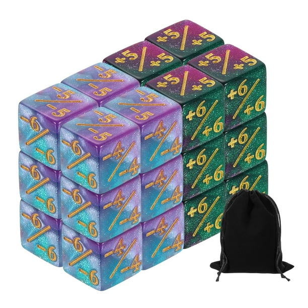 Juego de contadores de dados mágicos de 24 piezas, set de fichas de contador de vida D6 de acrílico, 2 colores