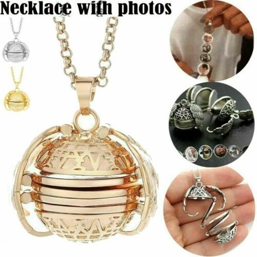 2020 New Expanding 5 Photo Locket Necklace Magic Ball Angel Wing Pendant Memorial Gifts Jewelry