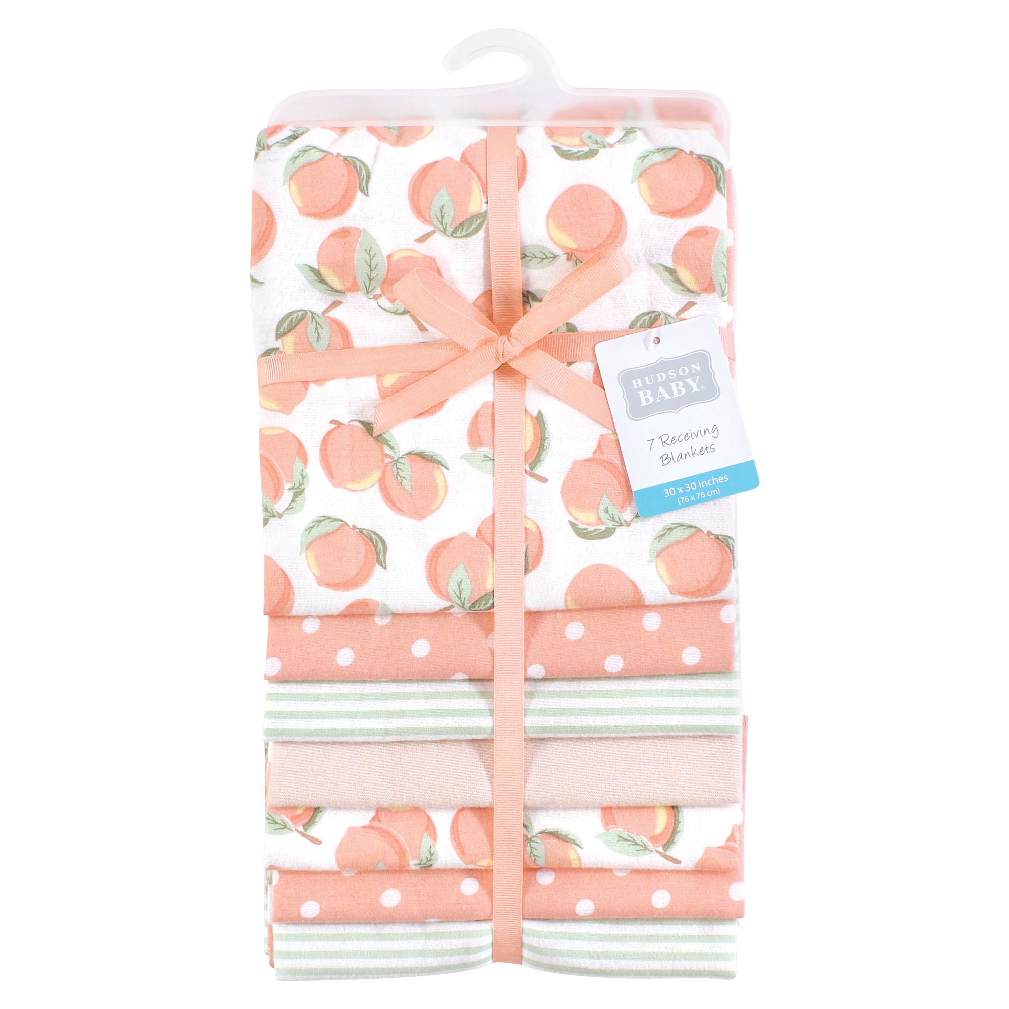 Hudson Baby Infant Girl Cotton Poly Flannel Receiving Blankets Bundle, Sweet Peach, One Size