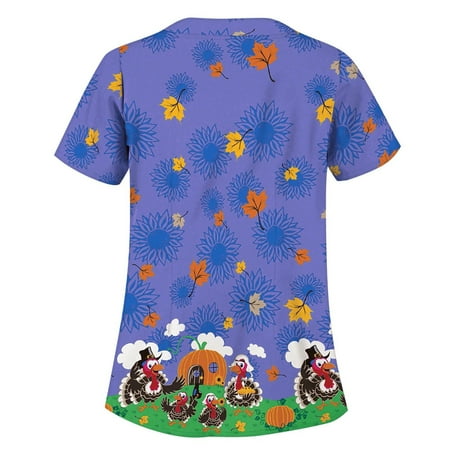 

Cakiesky Womens Tops Scrubs Moisture-Wicking V Neck Jogger Scrubs for Women with Pockets Blue S