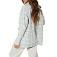 thumbnail image 3 of hirigin Women Plaid Shirt, Tartan Plaid Turn-Down Collar Long Sleeve Button-Down Blouse for Females, S/M/L/XL/XXL, 3 of 4