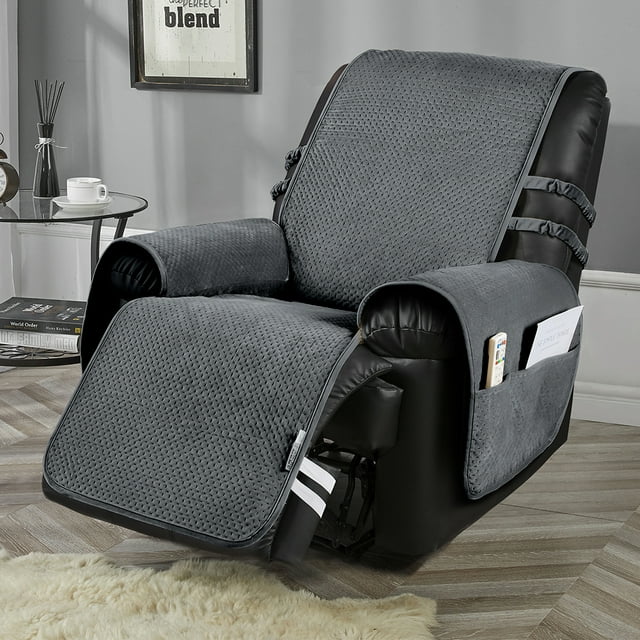 STONECREST Housse de Fauteuil Inclinable, Housse Matelassée en Velours Résistant à l'Eau, Reste en Place (Gris, 23 Pouces Fauteuil Inclinable Régulier)