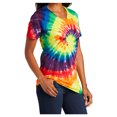 thumbnail image 4 of Yellow Rooster Women's Tie-Dye V-Neck Cotton T-Shirt Rainbow 2XL, 4 of 6