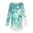 thumbnail image 4 of DPTALR Blouses d'Automne à Col Rond Imprimé pour Femmes Manches Longues Smockées, 4 of 5