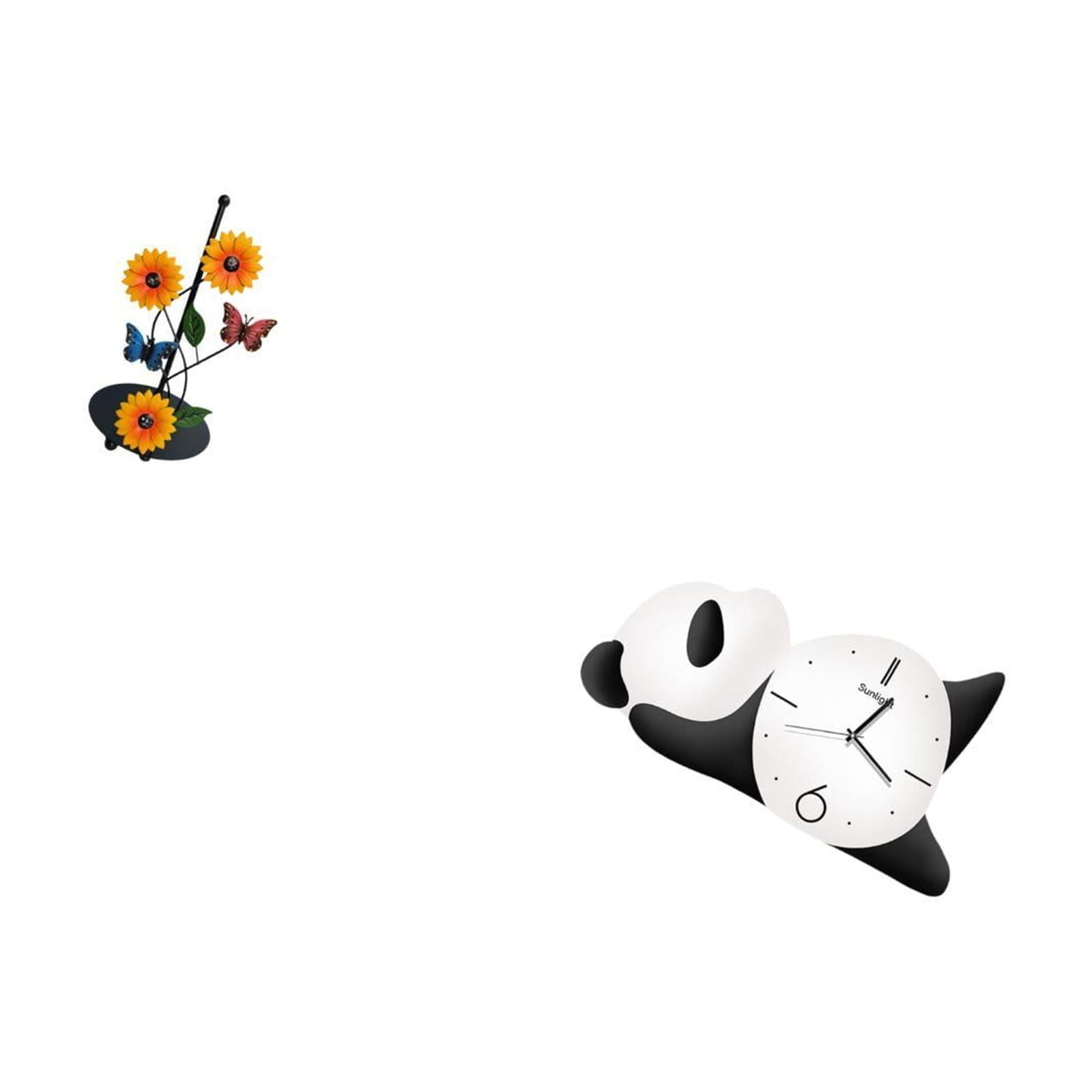 Fiocias Toilet Paper Holder And Wall Clock Set Iron Paper Towel Holder Countertop Stand Decorative Panda Clock Glass Density Board Stable Weighted Base Suitab