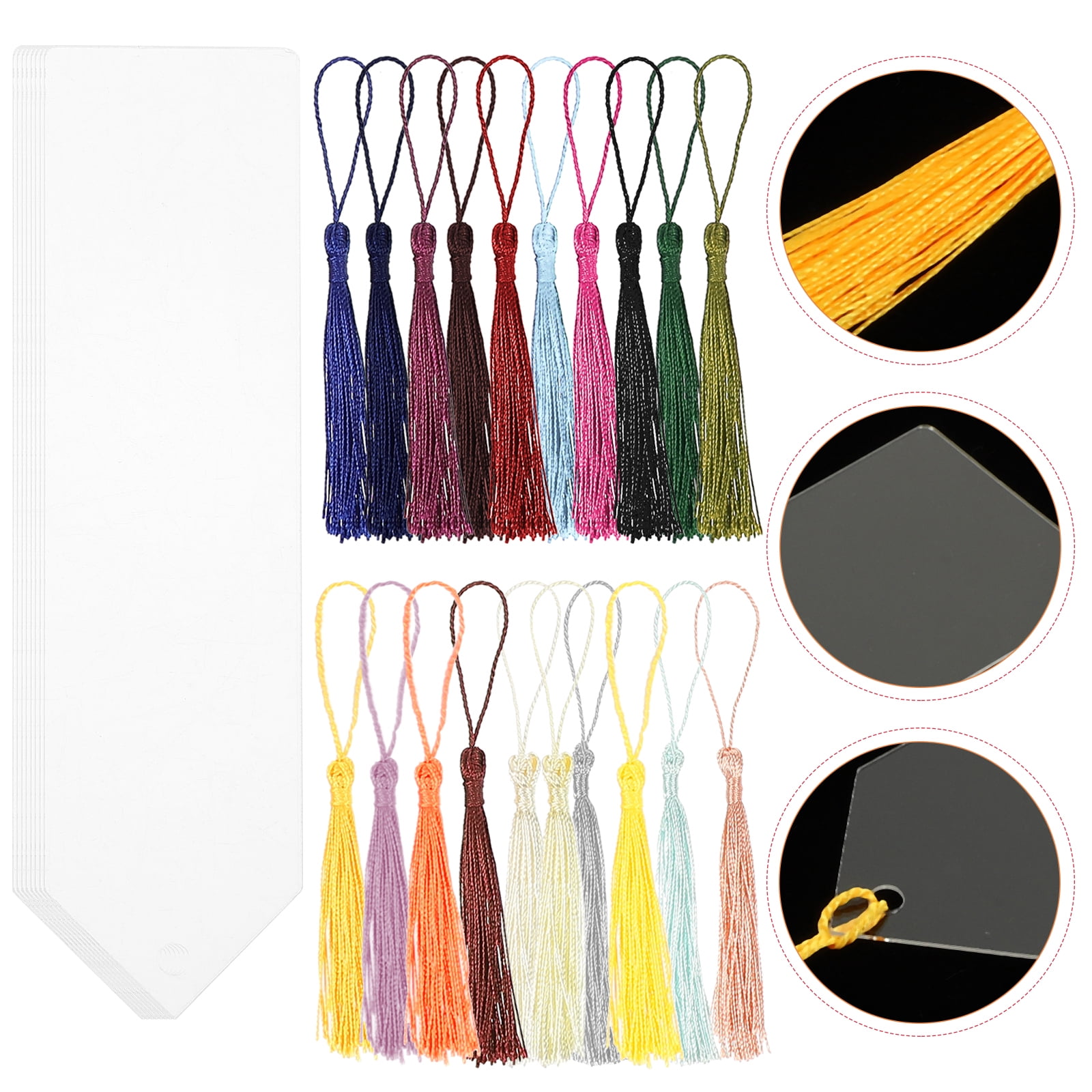 EXCEART 30 Sets Acrylic Bookmark DIY Bookmarks Acrylic Blanks Bookmark  Tassels Bookmarks Tassels Bookmark Making Kit Blank Bookmarks to Decorate