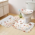 thumbnail image 4 of Orange Flower Bathroom Rugs Set Watercolor Butterfly Wildflower Non Slip Absorbent Soft Bath Mats 3 Piece Set with Bathroom Rug, U-Shaped Floor Mat, Toilet Seat Cover Large Size, 4 of 9