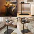 thumbnail image 3 of Buric C-shaped adjustable sofa side table, 360° swivel small side table, side table for living room, bedroom, sofa TV tray table, side table for small space （Walnut）, 3 of 10