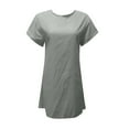 thumbnail image 3 of Viikei Short Sleeve Dress for Women Dress Tops Womens Tops Dressy Casual Women Summer Casual Solid Short Sleeve Dress Crew Neck Linen Dress, 3 of 6