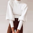thumbnail image 3 of Fashion Women Casual Solid High-necked Long Sleeve Sweater Blouse Tops Clutch Band Sweatshirt Long Sleeve Sweatshirt Garment Dyed Lightweight Sweaters for Women Old Man Sweater Mens Sweaters for Men, 3 of 7