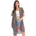 thumbnail image 2 of Abstract Warm Pattern Women's Swimwear Cover Up Summer Cardigan Beach Pool Cover Up Loose for Swimsuits Casual Wear, 2 of 7