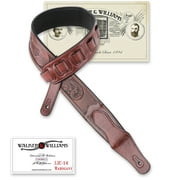 Walker & Williams LIC-14 Mahogany Padded Guitar Strap with Cross and Traditional Tooling
