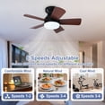 thumbnail image 6 of 25-Inch Low Profile Ceiling Fan with Light - Dimmable LED, 6-Speed and 3 CCT, Quiet DC Motor, Remote Control, 5 Walnut Blades for Indoor/Outdoor, 6 of 8