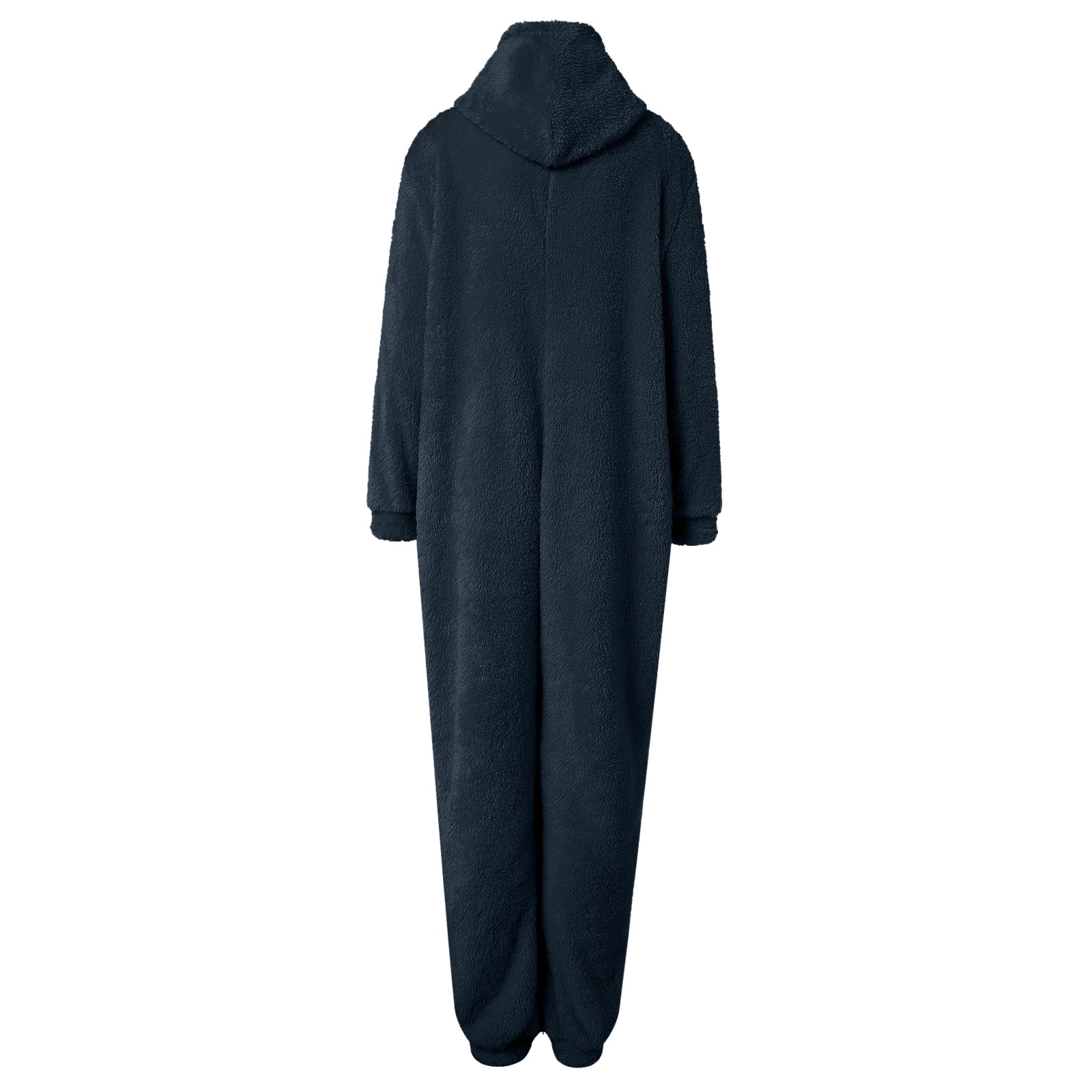 Rotm Onesie Pjs for Women Womens Plus Size Onesies Pajamas Winter Fuzzy Sherpa Adult Hooded One Piece Jumpsuit Cute Zipper Fleece Romper Sleepwear Navy,2XL