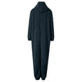 thumbnail image 4 of mgoYE Soft Onesie Pajamas for Women Sherpa Fuzzy Zipper Hooded One Piece Jumpsuit Warm Bottom Sleepwear with Pockets(Navy,L), 4 of 6