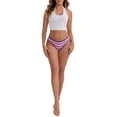 thumbnail image 2 of INSPIRE CHIC Women's Colorful Striped Underwear Low-Waisted Double Layer Comfortable Breathable Briefs S Purple, 2 of 5