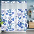 thumbnail image 6 of Valentine's Day No Hooks Shower Curtain with Snap-in Liner Simple Watercolor Gradient Blue Stripes Plaid Love Heart Shower Curtains for Bathroom, Waterproof, Easy Install, Washable 66"x72", 6 of 9
